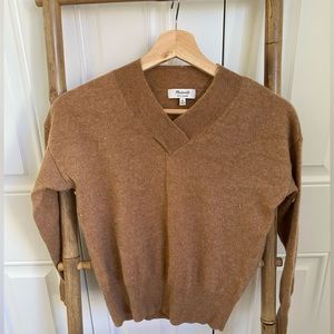 Madewell Cashmere v-neck Pullover Sweater Camel